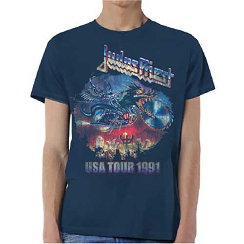 Judas Priest - Tričko Painkiller US Tour 91 - Muž, Unisex, Modrá, XXL