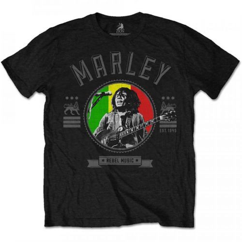 Bob Marley - Tričko Rebel Music Seal - Muž, Unisex, Čierna, XXL