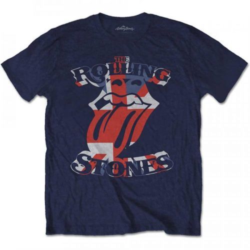 Rolling Stones - Tričko British Flag Tongue - Muž, Unisex, Modrá, XXL