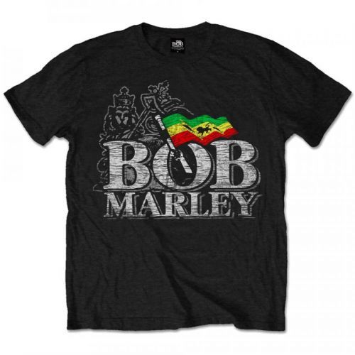 Bob Marley - Tričko Distressed Logo - Muž, Unisex, Čierna, S