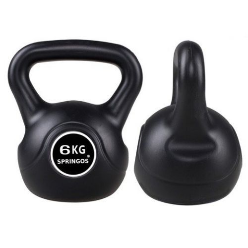 SPRINGOS Kettlebell čierny - 6kg