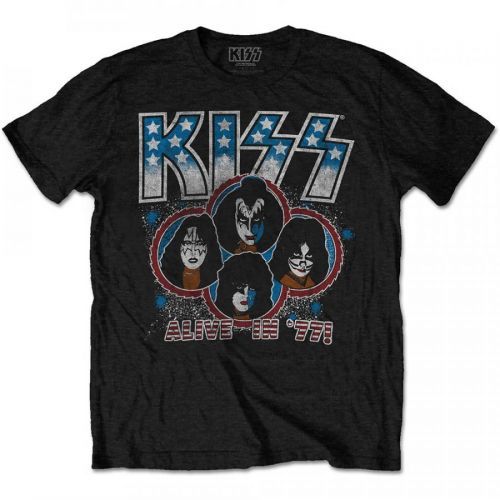 Kiss - Tričko Alive In '77 - Muž, Unisex, Čierna, XXL