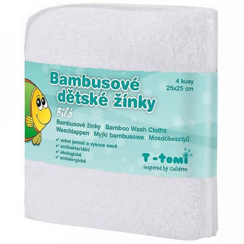 T-TOMI Kúpeľňové žinky Biele 4 ks