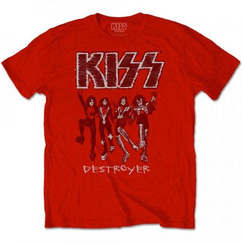 Kiss - Tričko Destroyer Sketch - Muž, Unisex, Červená, XXL