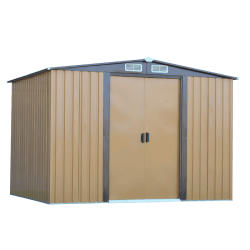 Plechový zahradní domek na nářadí, světlehnědá / tamovohnedá, 2, 6x2m, Hamal TYP 2