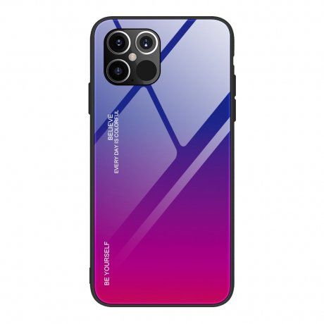 MG Gradient Glass plastový kryt na iPhone 12 Pro Max, ružový/fialový