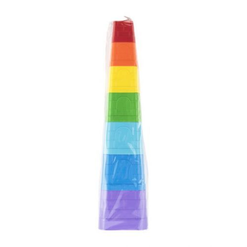 TEDDIES Kubus pyramída skladačka plast hranatá farebná 7 ks v sáčku 12 m +