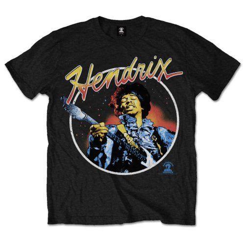 Jimi Hendrix - Tričko Script Circle - Muž, Unisex, Čierna, XL