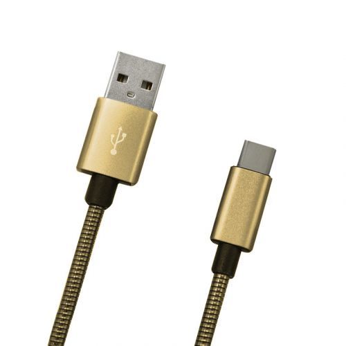 Dátový kábel USB-C zlatý metalický, 1m, 2A