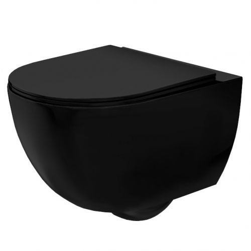ZÁVĚSNÉ WC REA CARLO MINI RIMLESS FLAT MATT BLACK ČERNÁ (REA-C8489)