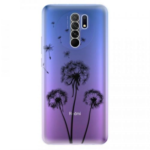 Odolné silikónové puzdro iSaprio - Three Dandelions - black - Xiaomi Redmi 9