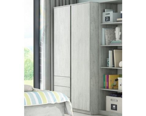 Šatníková skriňa Carlos, šedý beton, 100 cm