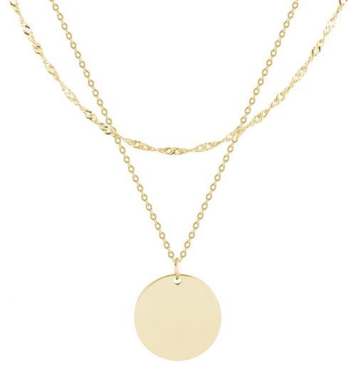 Troli Pozlátený dvojitý oceľový náhrdelník s kruhovým príveskom