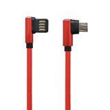 MicroUSB červený textil 1.5M kábel(zahnutý) 1.5A Eko balenie