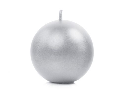 PartyDeco Sviečka - guľa strieborná 6 cm