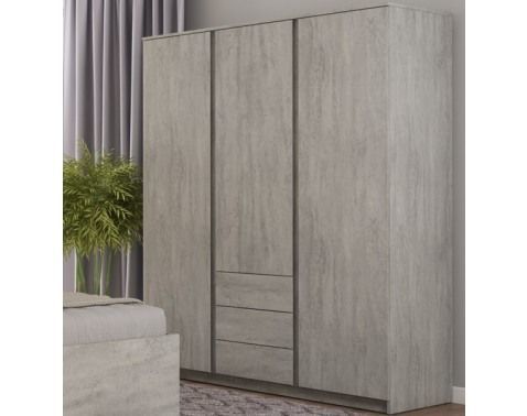 Šatníková skriňa Carlos, šedý beton, 152 cm