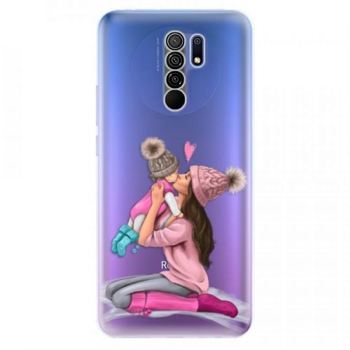 Odolné silikónové puzdro iSaprio - Kissing Mom - Brunette and Girl - Xiaomi Redmi 9
