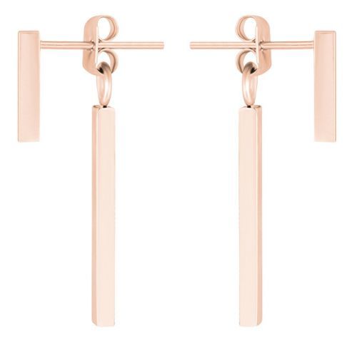 Troli Ružovo pozlátené oceľové náušnice Hranolky