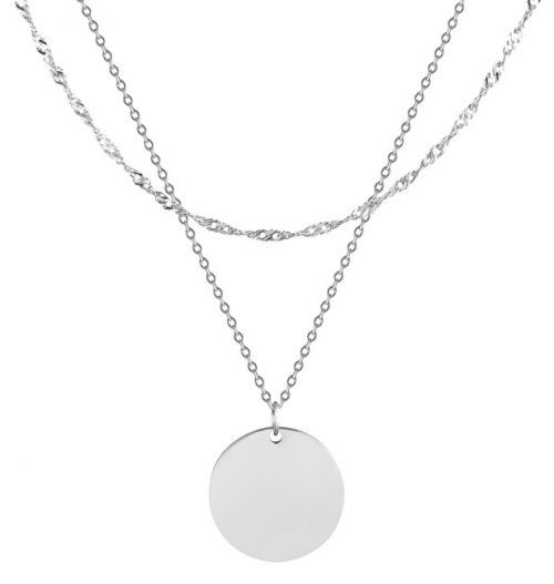 Troli Dvojitý oceľový náhrdelník s kruhovým príveskom