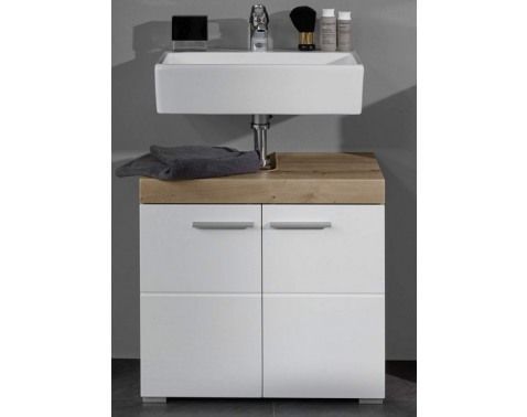 Kúpeľňová skrinka pod umývadlo Amanda 301, sukový dub/biely lesk