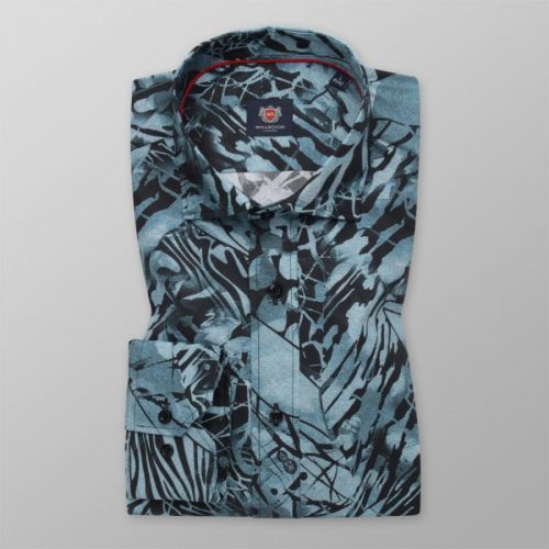 Pánska košeľa Slim Fit s modrým rastlinným vzorom 12350
