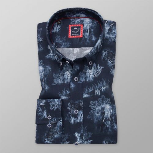 Pánska košeľa Slim Fit s kontrastnou zvieracou potlačou 12293