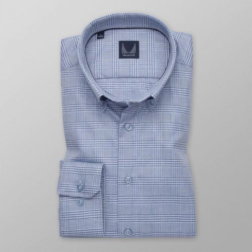 Pánska košeľa Slim Fit svetlo modrá s károvaným vzorom 12248