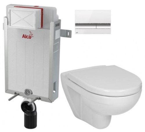 ALCAPLAST Renovmodul - předstěnový instalační systém s bílým/ chrom tlačítkem M1720-1 + WC JIKA LYRA PLUS + SEDÁTKO DURAPLAST (AM115/1000 M1720-1 LY6)