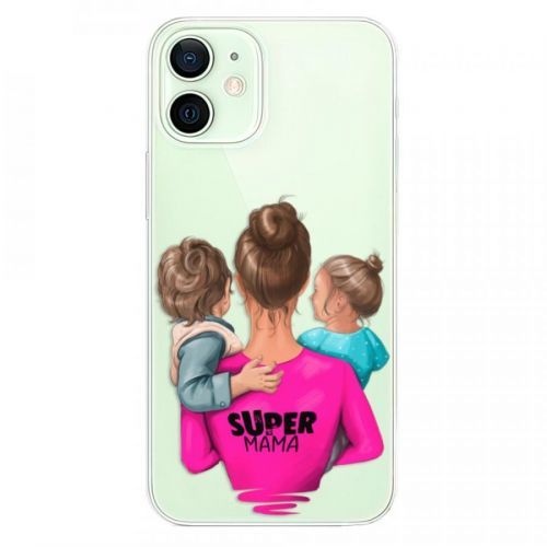 Odolné silikónové puzdro iSaprio - Super Mama - Boy and Girl - iPhone 12