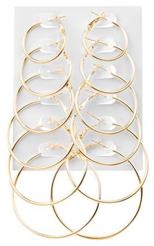 Troli Sada pozlátených kruhových náušníc Gold (6 párov)