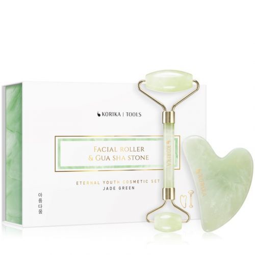 KORIKA Tools masážny valček na tvár a masážna pomôcka Jade Green