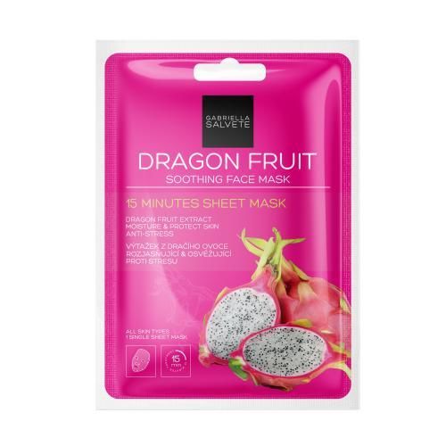 Gabriella Salvete 15 Minutes Sheet Mask Dragon Fruit 1 ks pleťová maska pre ženy na veľmi suchú pleť; na rozjasnenie pleti