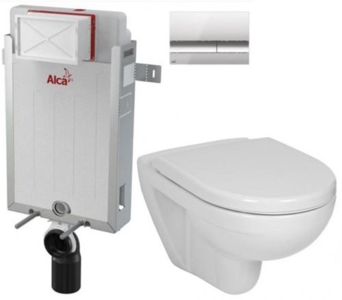 ALCAPLAST Renovmodul - předstěnový instalační systém s chromovým tlačítkem M1721 + WC JIKA LYRA PLUS + SEDÁTKO DURAPLAST (AM115/1000 M1721 LY6)