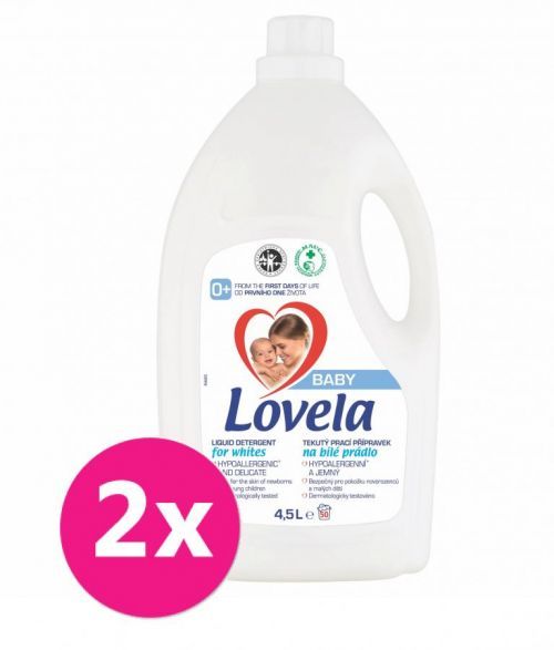 2 x LOVELA Baby tekutý prací prípravok na bielu bielizeň 4,5 l / 50 pracích dávok