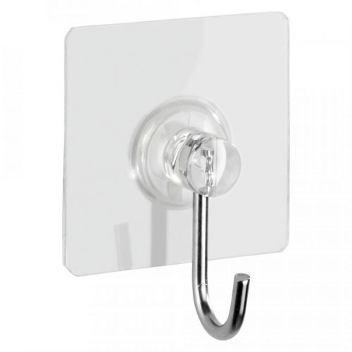 Sada 4 transparentných nástenných háčikov Wenko Static-Loc ® Square