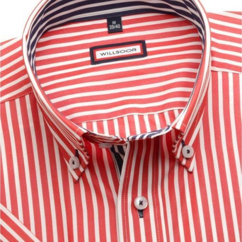 Pánska slim fit košele (výška 176-182) 6272 v červené farbe s krátkym rukávom