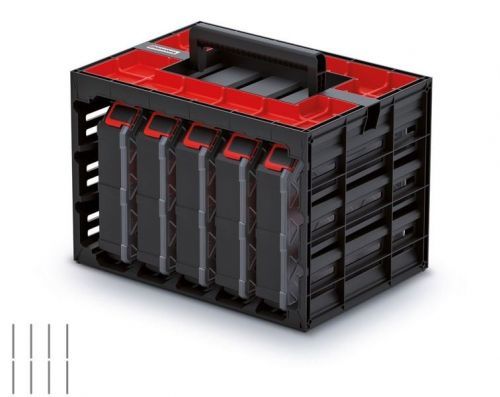 Úložný box s 5 organizéry IMPOSE 41,5x29x29 cm černo-červený