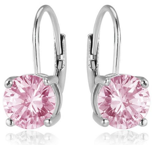 Beneto Strieborné náušnice s ružovými zirkónmi AGUC2233