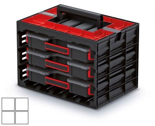Úložný box se 3 organizéry IMPOSE II 41,5x29x29 cm černo-červený