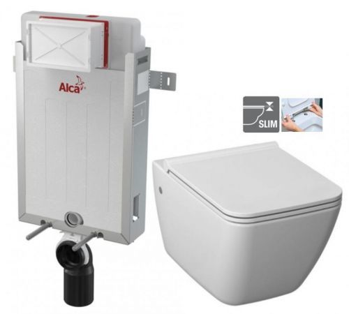 ALCAPLAST Renovmodul - předstěnový instalační systém bez tlačítka + WC JIKA PURE + SEDÁTKO DURAPLAST (AM115/1000 X PU1)