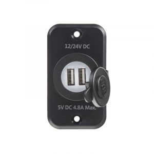 Montážna zásuvka 12V / 24V - 2xUSB max. 2x 2,4A (80x45x50mm)
