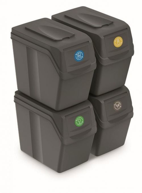 Sada košů na třídění odpadu HADAR 4x20L šedý kámen