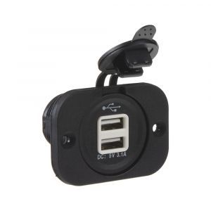 Adaptér 12V / 24V - 2x 5V USB 3,1A montážny vodeodolný do panelu