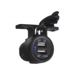 USB zásuvka 12V / 24V - vodeodolná 2x USB na držiak