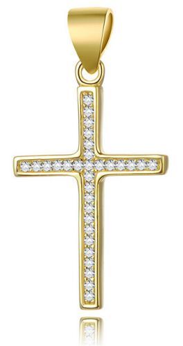 Beneto Pozlátený strieborný prívesok Krížik AGH592-GOLD