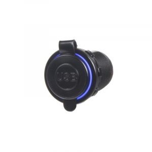 USB zásuvka 12V / 24V - 2x USB 4,2A okrúhla s modrým podsvietením