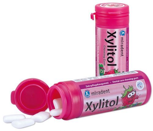 Miradent Xylitol žuvačky KIDS jahoda 30ks