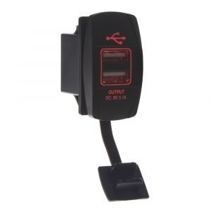 USB zásuvka 12V / 24V - 2x USB montážna Rocker