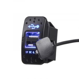 USB zásuvka 12V / 24V - 2x USB 4,2A s modrým podsvietením