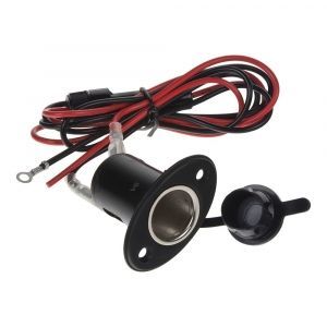 Zásuvka autozapaľovača 12V / 24V - zabudovateľná s káblami (max.48V / 10A)